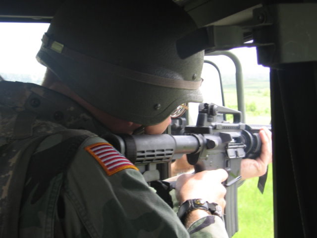 In Humvee